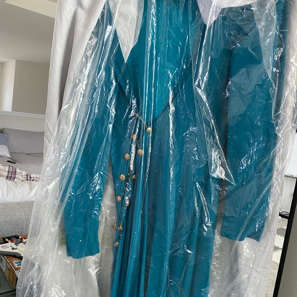 Emilio Pucci Chain Embellished Cutout Open Back - Turquoise Evening Dress Gown - Picture 6 of 10